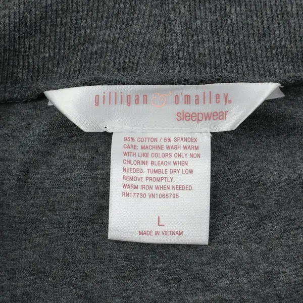 Gilligan & O'Malley Women's Large Gray Long Sleeve Sleepwear Shrug