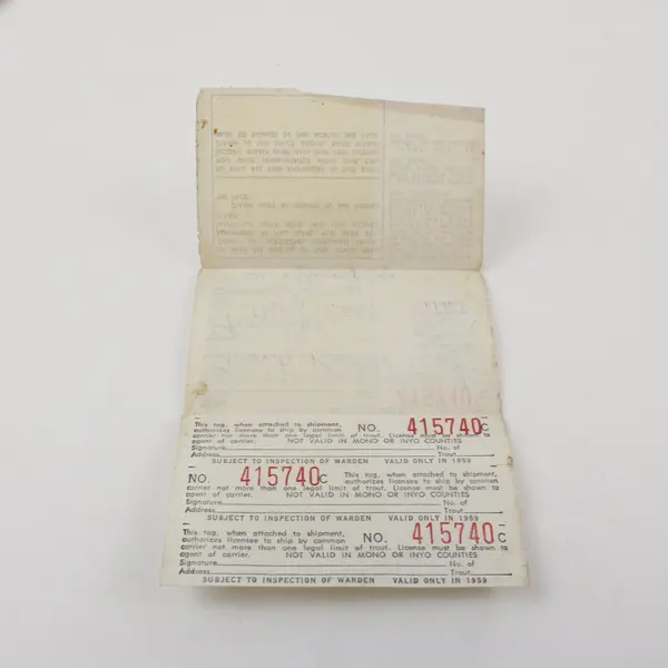Vintage 1959 California Sport Fishing License 