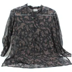 Chico's Women's Sheer Black Brown Folk Style Blouse Size 1