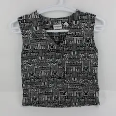 Chico's Black Gray Tribal Button-Front Silk Blend Vest Women's Size 1