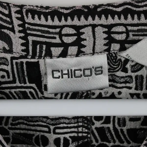 Chico's Black Gray Tribal Button-Front Silk Blend Vest Women's Size 1