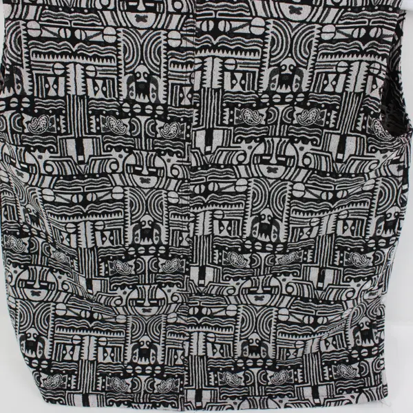 Chico's Black Gray Tribal Button-Front Silk Blend Vest Women's Size 1