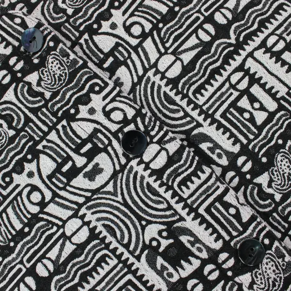 Chico's Black Gray Tribal Button-Front Silk Blend Vest Women's Size 1