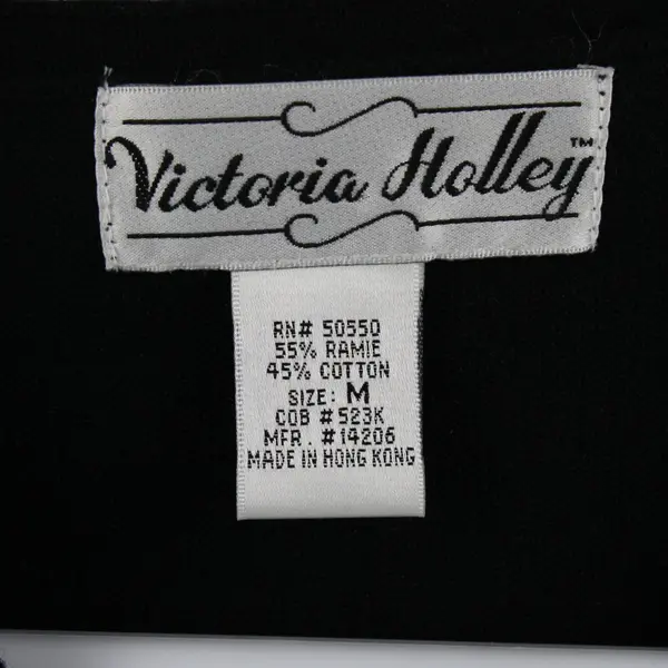Victoria Holley Women's Medium Black Beaded Embroidered Button Front Cardigan