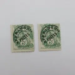 France Blanc 5c Green 1920s Type 41 Used Postage Stamps Pair