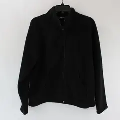 Effeci Women's Black Fleece Stand Collar Zip-Up Jacket Size PL