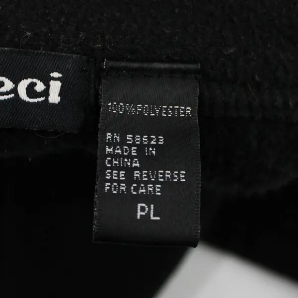 Effeci Women's Black Fleece Stand Collar Zip-Up Jacket Size PL