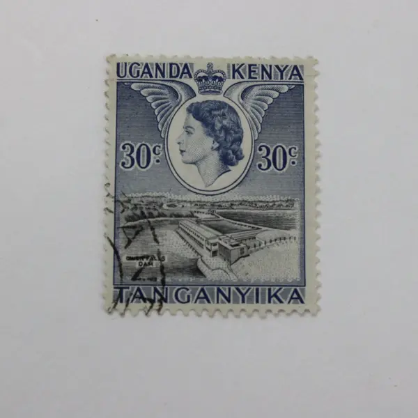 1954 Kenya Uganda Tanganyika Queen Elizabeth II Used Stamp Pair 30c Blue 20c