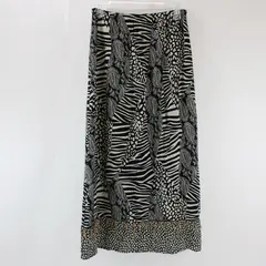 Notations Women's Beaded Animal Print Paisley Maxi Skirt Black Beige PM
