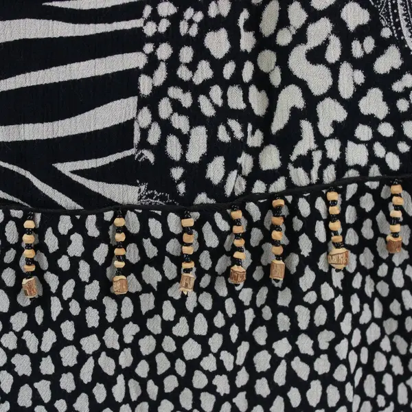 Notations Women's Beaded Animal Print Paisley Maxi Skirt Black Beige PM