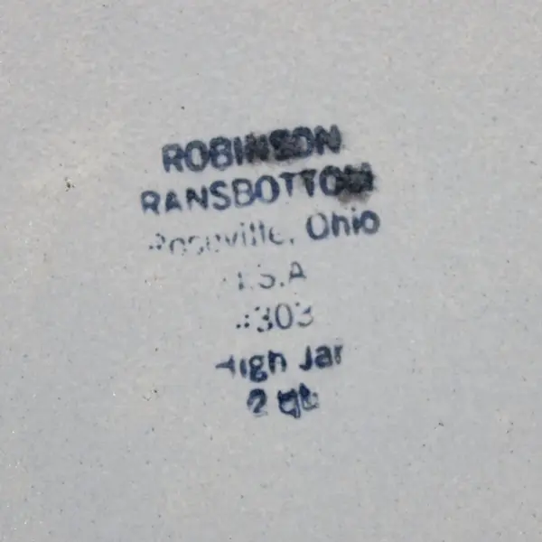 Vtg Robinson Ransbottom 2 Quart Stoneware Crock Jar Double Blue Band 6.5” USA