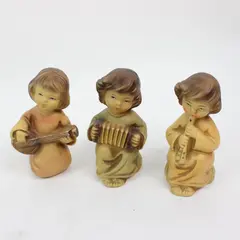 Christmas Angel Musical Figurines 3 Piece Set Accordion Flute