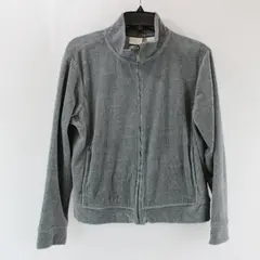 Erika Women's Petite Large Gray Ribbed Velour Full-Zip Jacket