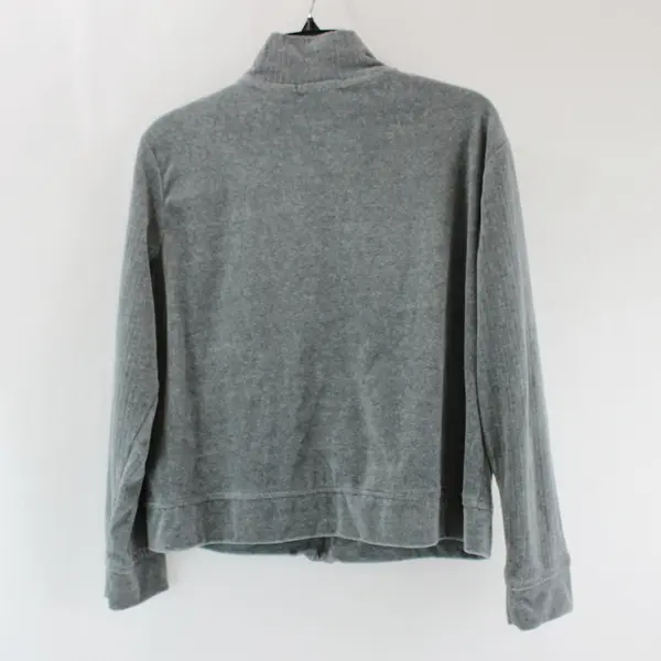 Erika Women's Petite Large Gray Ribbed Velour Full-Zip Jacket