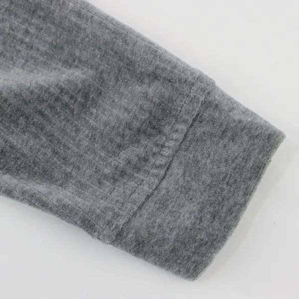 Erika Women's Petite Large Gray Ribbed Velour Full-Zip Jacket