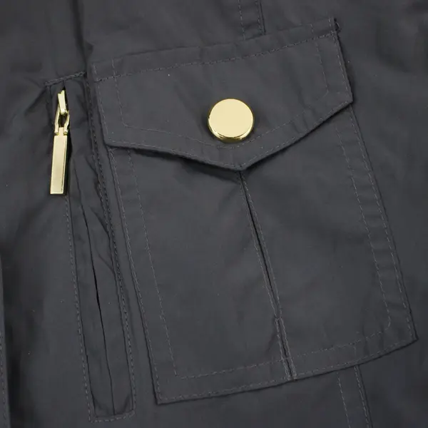 Style & Co Women's Petite Large Dark Gray Hooded Windbreaker Jacket