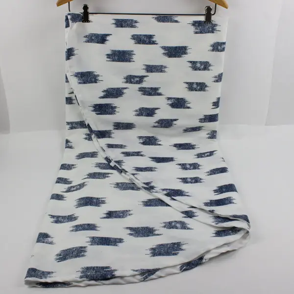 Everhome Ikat Stripe Blue White Round Tablecloth 68" Indoor/Outdoor Tablecloth