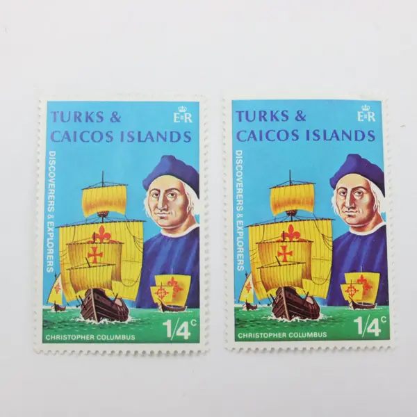 Turks & Caicos Islands 1972 Christopher Columbus Ships 1/4c Stamp Pair SC #253 