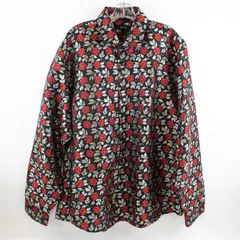 Hi-Tie Men's XXXL Black Silver Red Floral Button Down Shirt