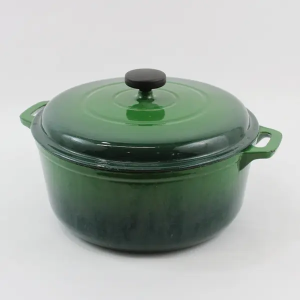 Genuine Tramontina Green Enamel Cast Iron Dutch Oven 5" Deep Made in China