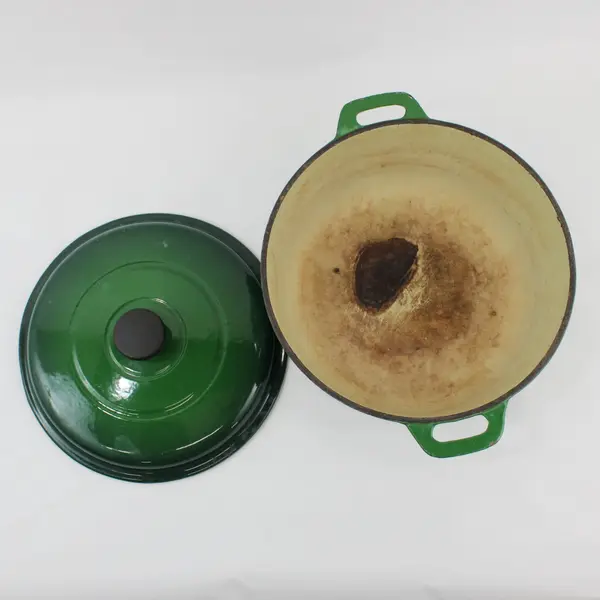 Genuine Tramontina Green Enamel Cast Iron Dutch Oven 5" Deep Made in China