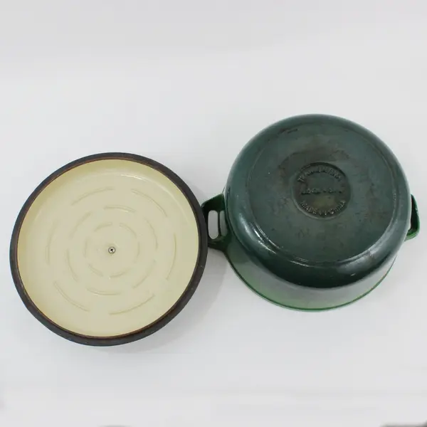 Genuine Tramontina Green Enamel Cast Iron Dutch Oven 5" Deep Made in China