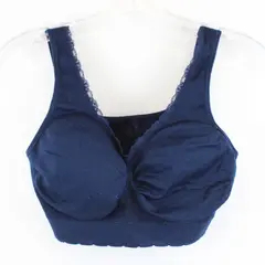 Unbranded Navy Blue Wireless Padded Racerback Bra Lace Trim 1X