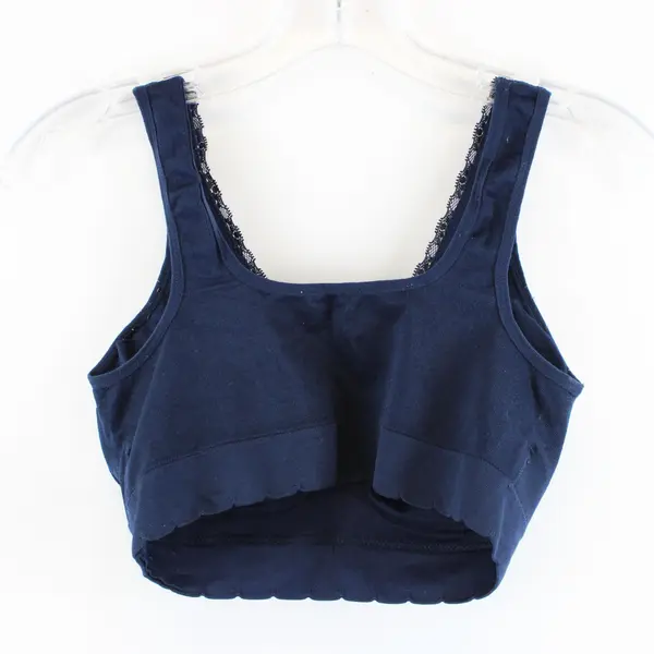 Unbranded Navy Blue Wireless Padded Racerback Bra Lace Trim 1X