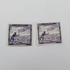 Nauru 1954 Scott #39 Netting Fish 1/2d Stamps Pair