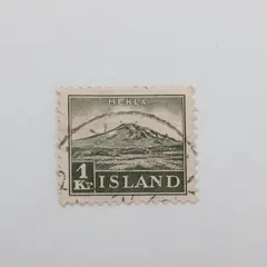 Iceland SC #194 Hekla Volcano Green Postage Stamp Cancelled Used