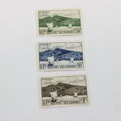 Set of 3 Comoro Islands 1950 Scott 30-32 Archipel des Comores Stamps Mint Hinged