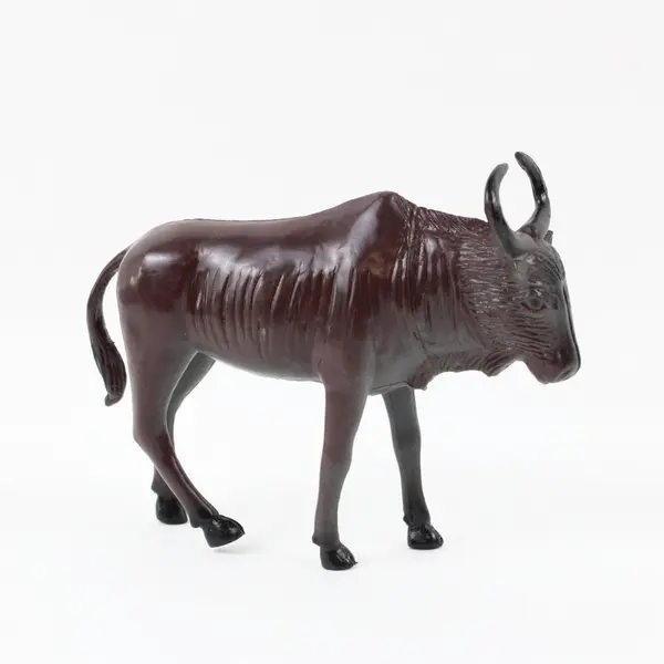 Dark Brown Bull Figurine Toy 6.5 in Curved Horns