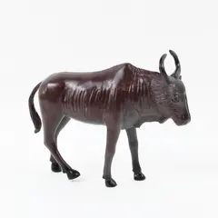 Dark Brown Bull Figurine Toy 6.5 in Curved Horns