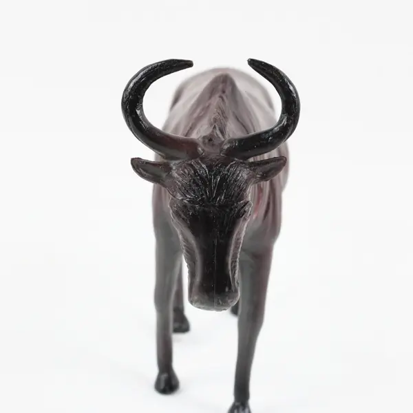 Dark Brown Bull Figurine Toy 6.5 in Curved Horns
