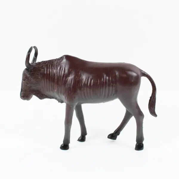 Dark Brown Bull Figurine Toy 6.5 in Curved Horns