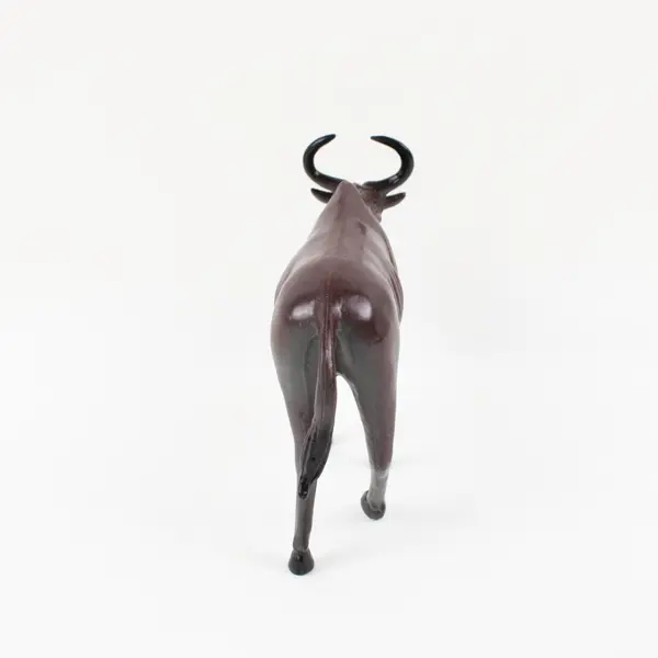 Dark Brown Bull Figurine Toy 6.5 in Curved Horns