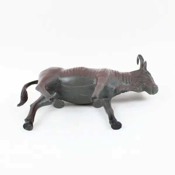 Dark Brown Bull Figurine Toy 6.5 in Curved Horns