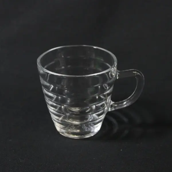 Set of 6 Duralex Lys  Demitasse Cups And Saucers With Narrow Raised Bands France