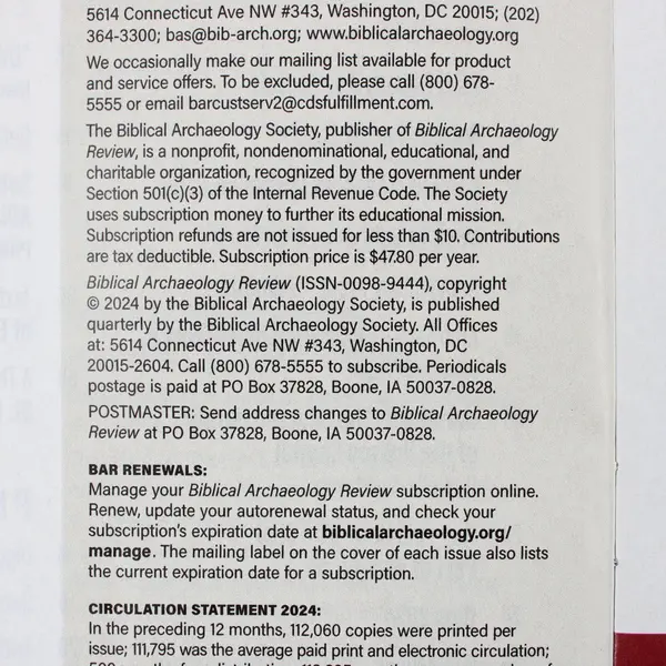 Biblical Archaeology Review Spring 2024 Magazine Searching for Holy Salome 