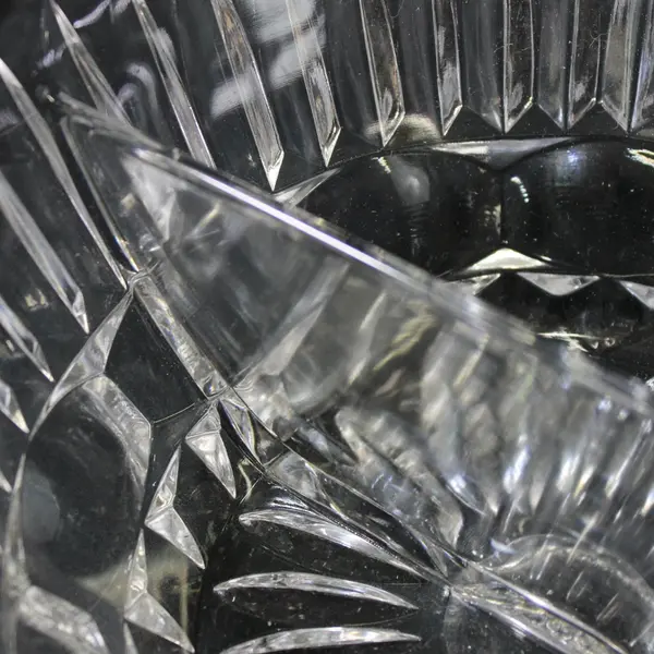 2 Part Divided Crystal Bowl With Silver Plate Rim Elongated Teardrop Cuts