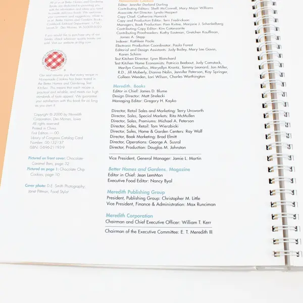 Better Homes and Gardens Homemade Cookies Cookbook 2000 Spiral Bound HC Good