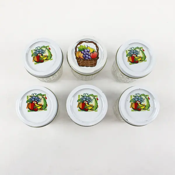 Set of 5 Ball Quilted  And 1 Kerr Half Pint Jam Jelly Jars With Lids and Rings