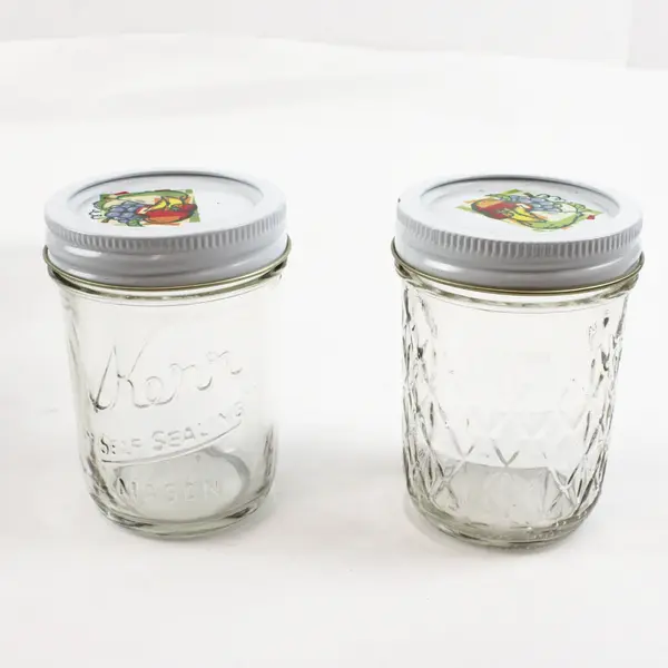 Set of 5 Ball Quilted  And 1 Kerr Half Pint Jam Jelly Jars With Lids and Rings