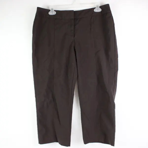 Worthington Women's Modern Fit Brown Cropped Straight Leg Pants Size 12