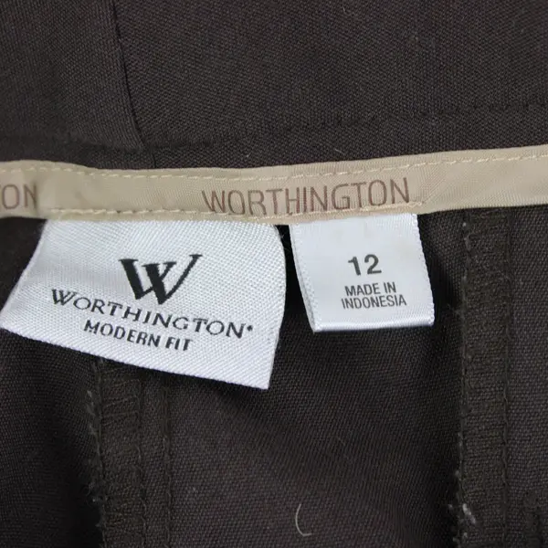 Worthington Women's Modern Fit Brown Cropped Straight Leg Pants Size 12