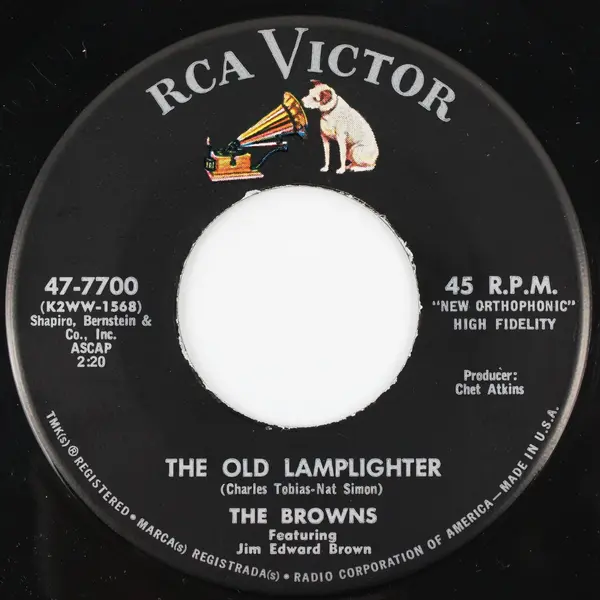 The Browns Jim Edward Brown The Old Lamplighter/Teen-Ex 7" Vinyl Record