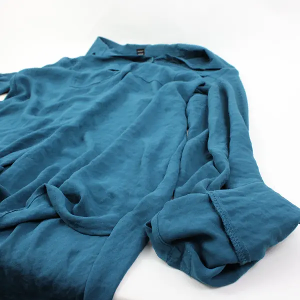 a.n.a A New Approach Women's Button Down Blouse Dark Teal S Roll Tab