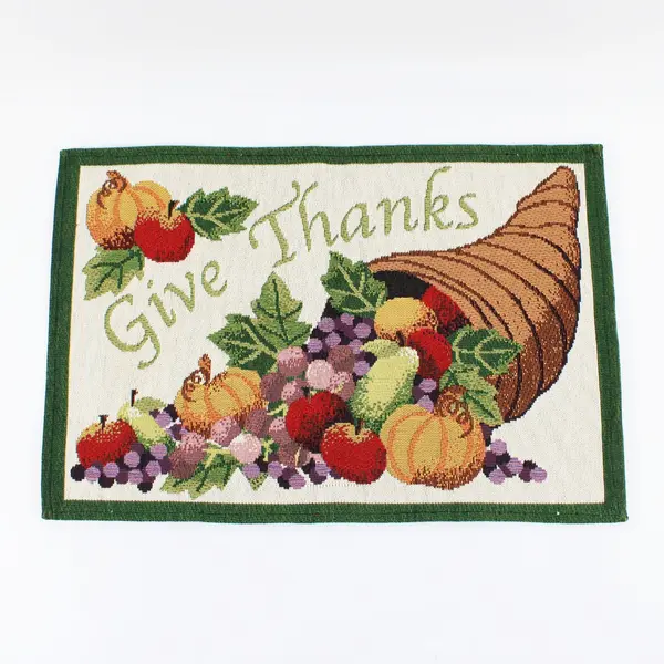 Set of 2 Thanksgiving Embroidered Placemats Holiday Table Decor