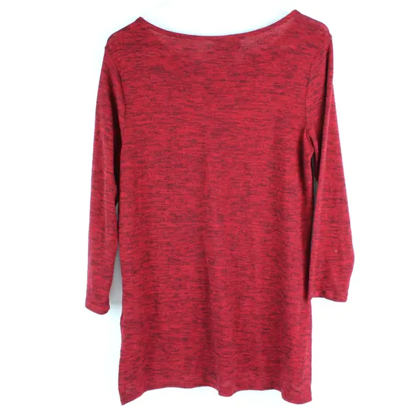 Liz Claiborne Women's Red Space Dye Knit Tunic Top Small Button Shoulder
