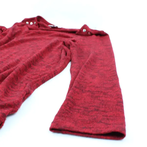 Liz Claiborne Women's Red Space Dye Knit Tunic Top Small Button Shoulder